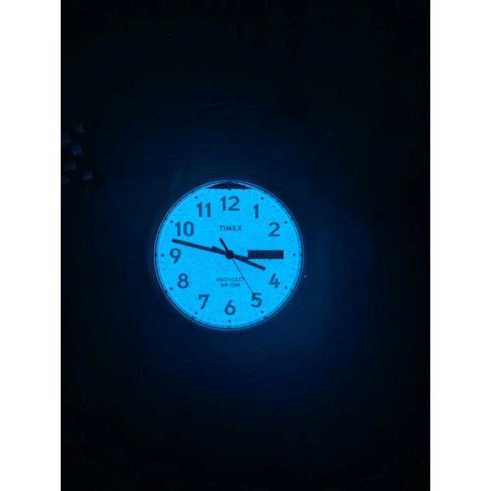 Timex INDIGLO Mens Quartz‎ Watch Blue Dial Stainless Steel Near Mint